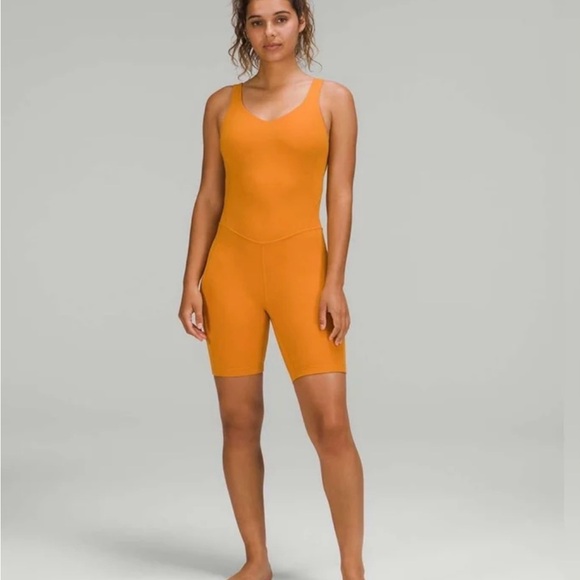 The LULULEMON Align Bodysuit Romper in Autumn Orange MSRP $128 - Picture 1 of 6